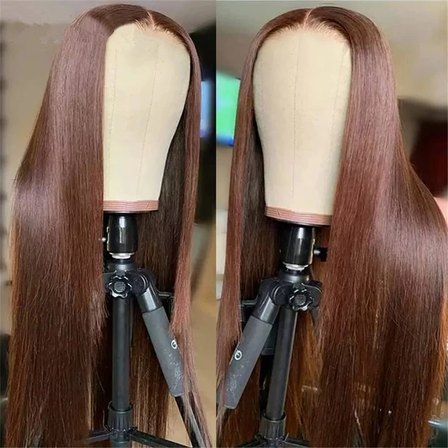 30 Inch Bone Straight Brown Colored 13x6 Lace Front Human Hair Wigs For Women 13x4 HD Transparent Lace Frontal Wig On Sale