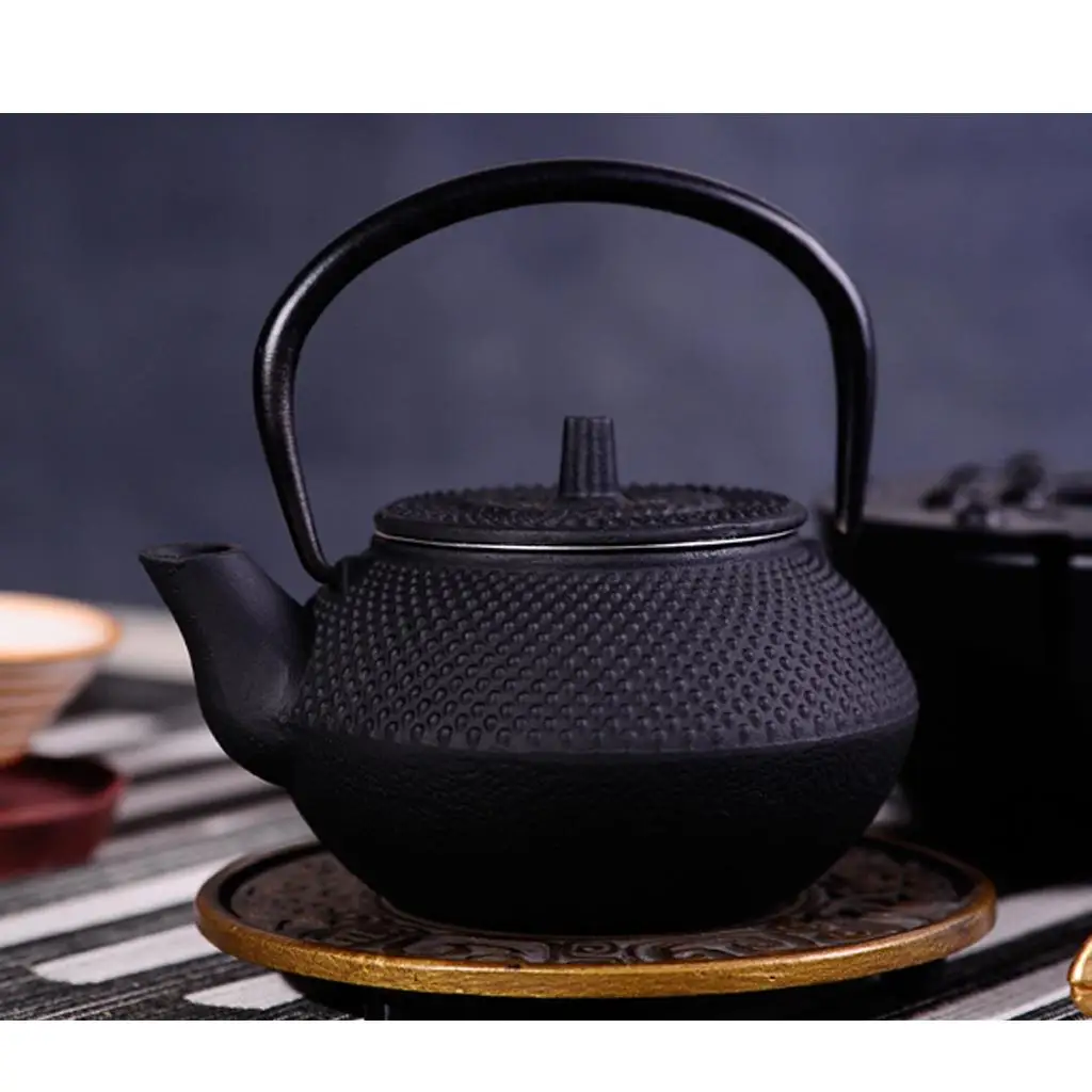 Japanese Iron Teapot 50ml Mini Cast Iron Kettle Classic Tea Pot for Hot Water and Tabletop Display