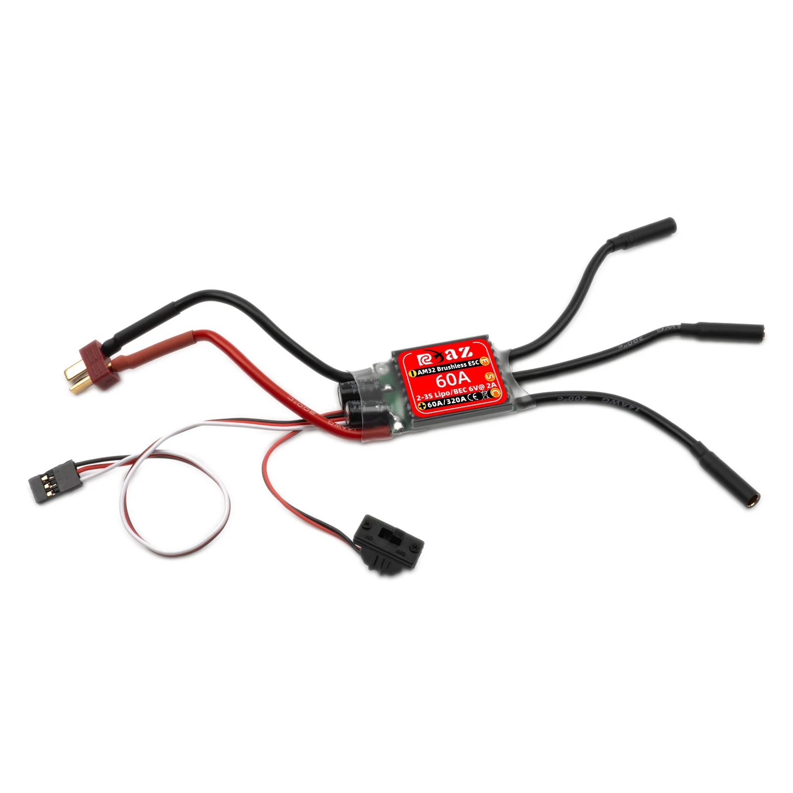 RCXAZ AM32 60A Brushless ESC Electronic Speed Controller ESC กันน้ําสําหรับ 1/10 RC รถโปรแกรมด้วย SUB RC ESC