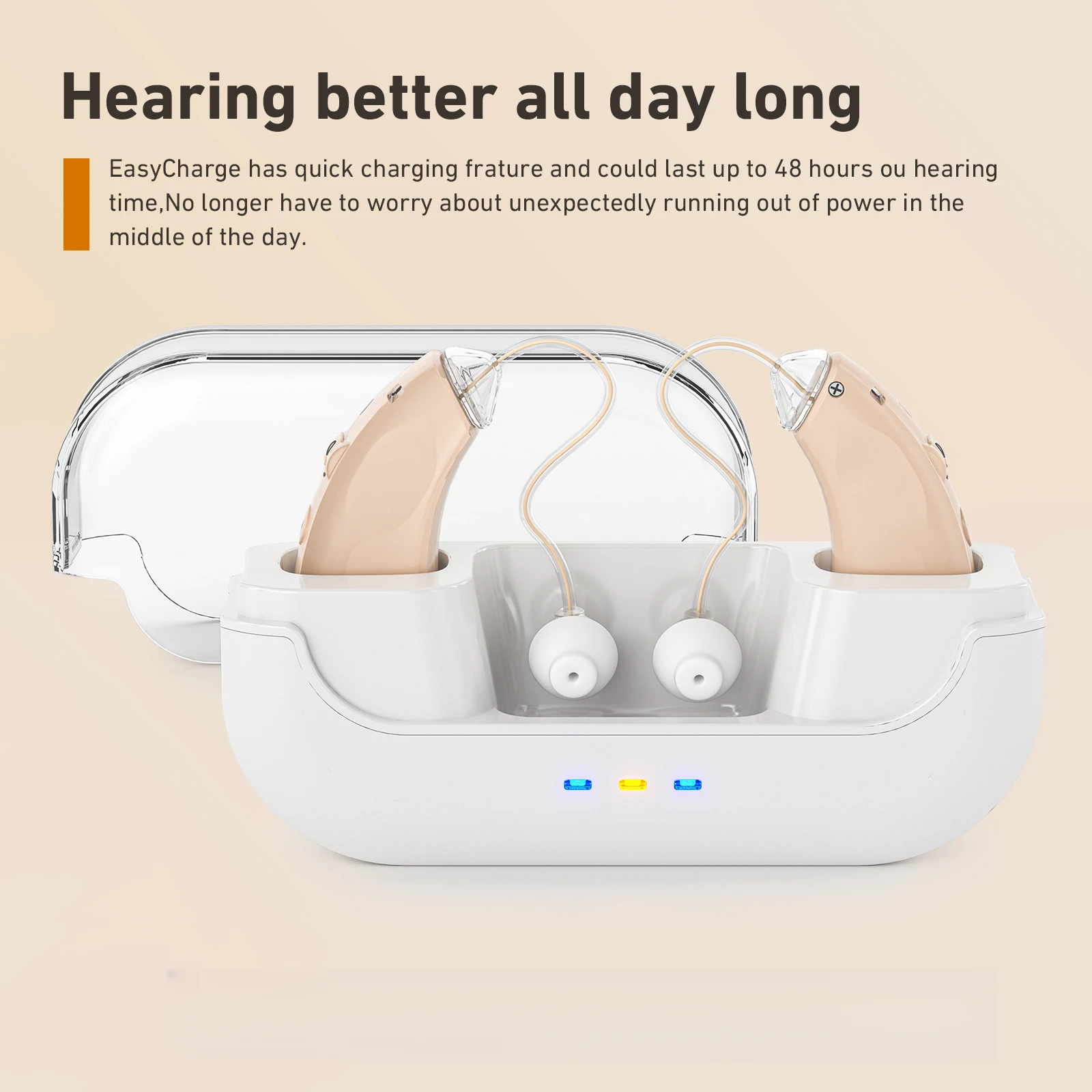 3.92g Lightweight Invisible Earphones 192H Total Playback Fast Charging Box Volume Adjustable Easy Control For Seniors Daily Use