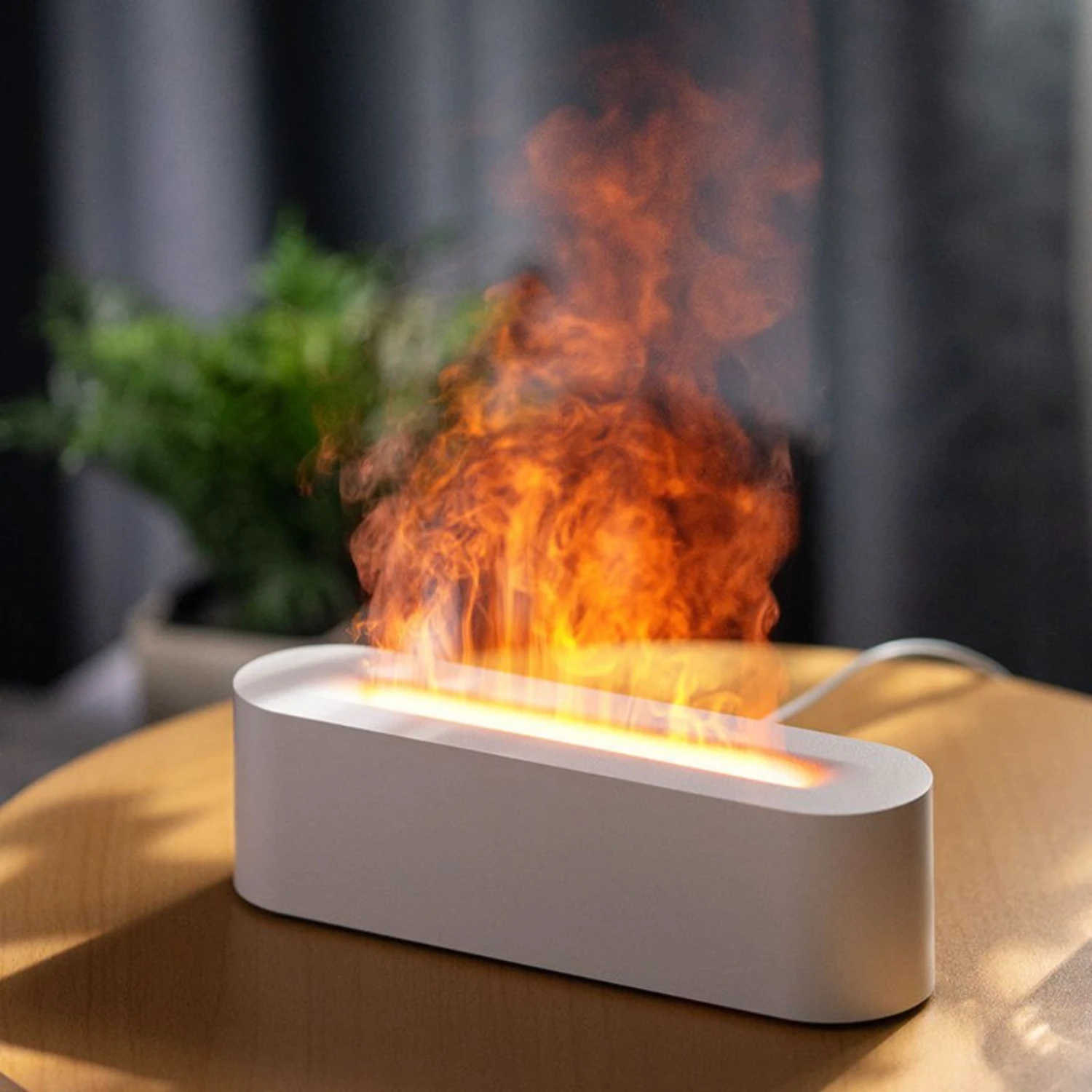 Newest RGB Flame  Diffuser Humidifier USB Desktop Simulation Light Aromatherapy Purifier Air for Bedroom With 7 Colors