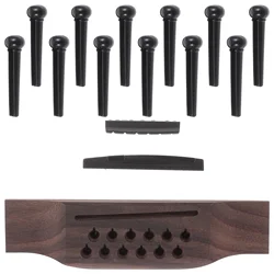 12-string Folk Rosewood Bridge Twelve-hole Lower Saddle Nail Upper and Pillow Set Guitars Pegs Pins Nut Plastic Acoustic