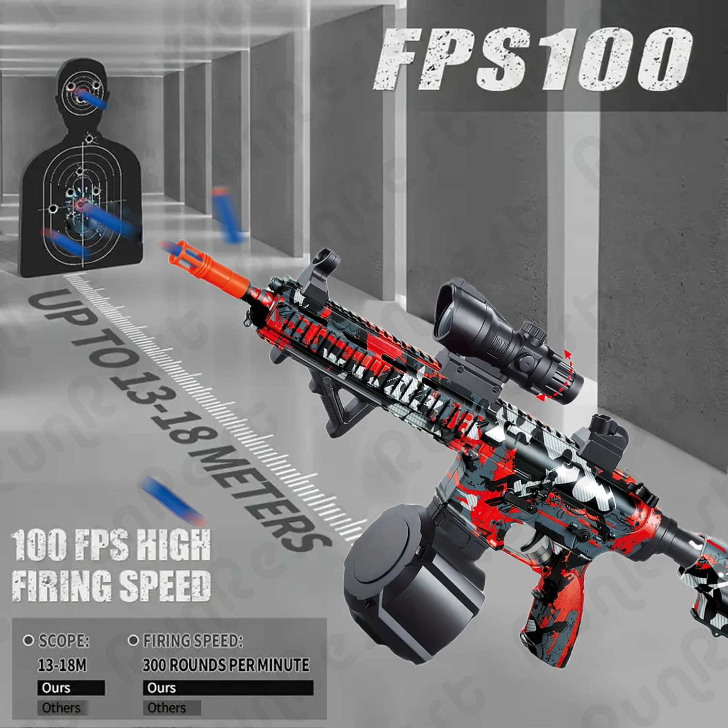 Pistola blaster, blaster de bola elétrica, arma de brinquedo legal de alto desempenho de arma orbeez, brinquedos de bola de respingos recarregáveis para atividades ao ar livre