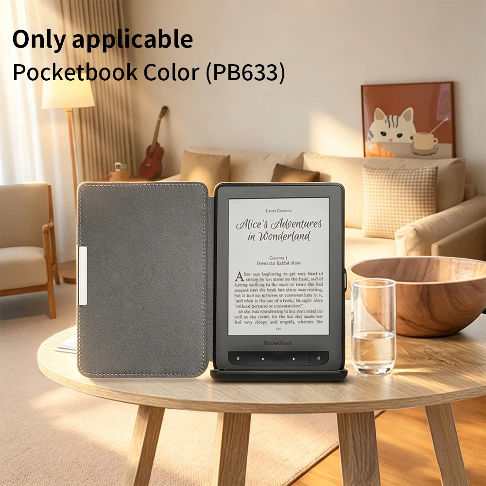 Protective Magnetic Leather Cover For PocketBook Color PB633 Ebook Reader Auto Sleep Wake Anti-Drop Hand Strap Ereader Shell