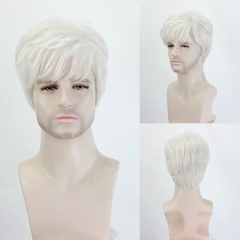 

Мужской парик блондинки, натуральные пушистые многослойные синтетические волосы для повседневного ношения, костюм на Хэллоуин, мужской парик