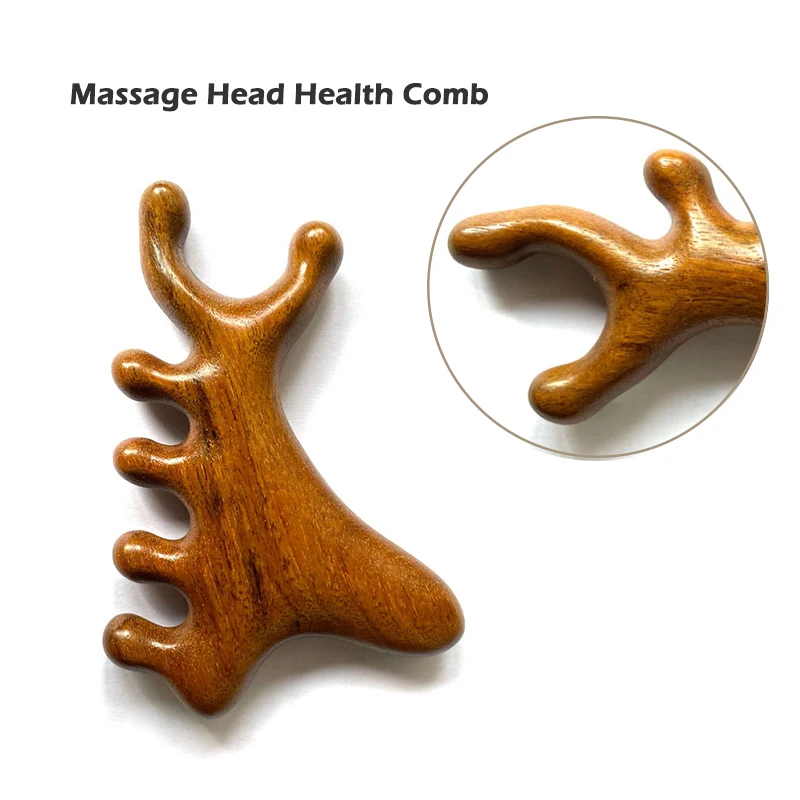 

Multifunctional Meridian Wooden Massage Head Health Comb Sandalwood Large Wide Tooth Guasha Point Comb