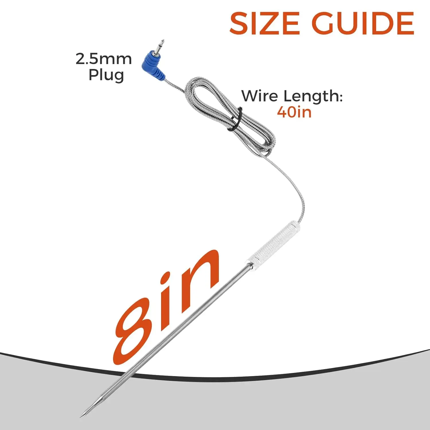 2 حزمة من مجسات ميزان حرارة اللحوم و2 مشبك مسبار لـ Thermopro TP-04/06/07/08/08S/09/10/16/17/20/20S/25/27/28/829/930 2.5 مم