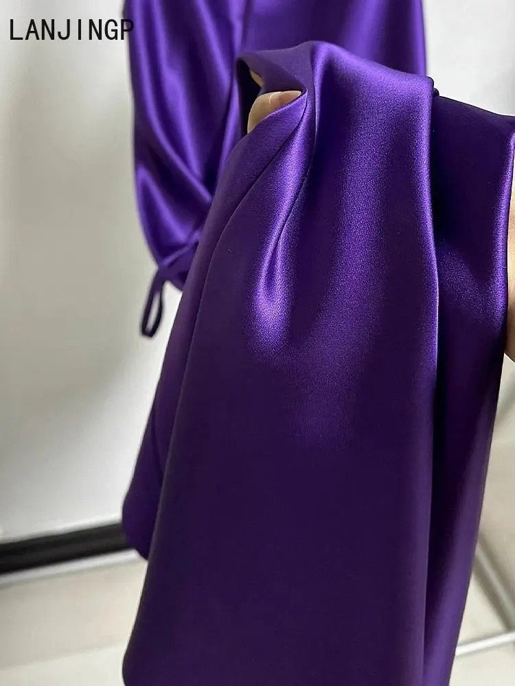 فستان صيفي بنمط هيبورن الفرنسي الفاخر مع حمالة من الساتان الأرجواني لعيد الميلاد فستان نسائي #2