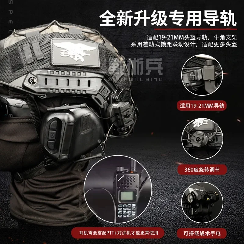 Tactical Helmet Set with Four-Tube NVG Dummy Model & Communication Headset, Cosplay Prop for Airsoft Outdoor Game