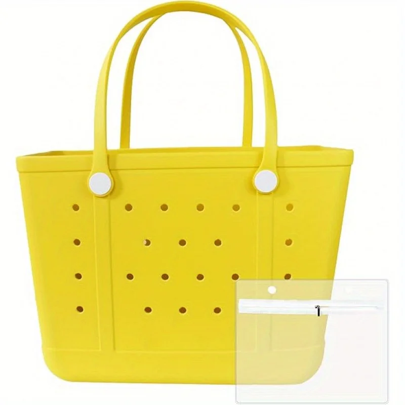Ladies Oversized Rubber Beach Bag Handbag, Sand-Proof Travel Handbag for Beach Outdoor Sports Free Gift of DIY Accessories view 6