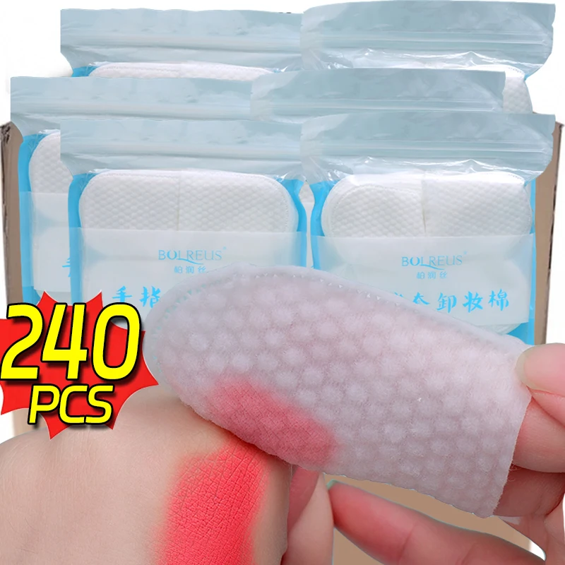 240PCS Disposable Face Puff Cotton Pads Makeup Remover Pads U-Shaped Soft Cosmetic Wipes Nail Cleaning Cotton Pads Makeup Cotton