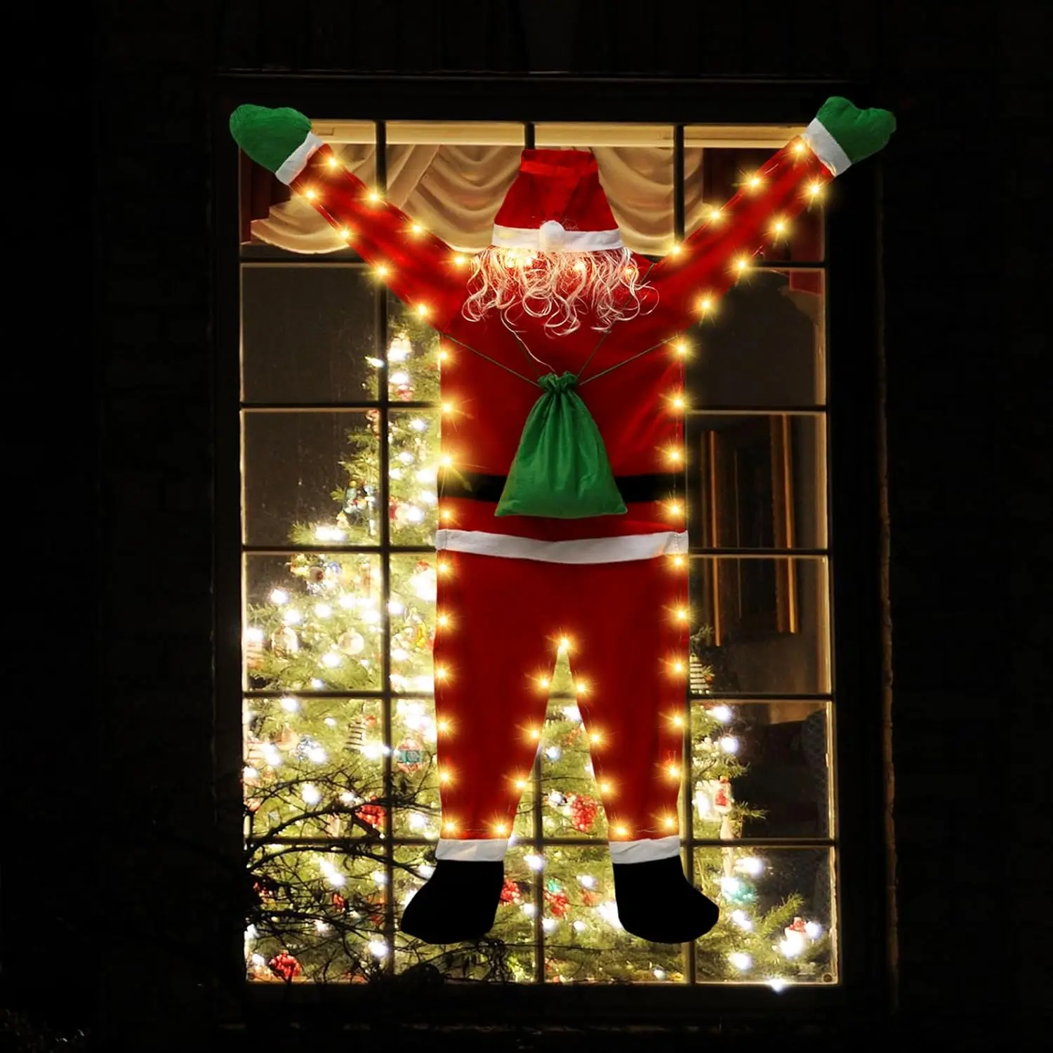 Santa Claus Hanging Christmas Decorations Outdoor for Indoor Ornament Stairwells Roofs Fireplaces Door Windows Wall Yard Decor
