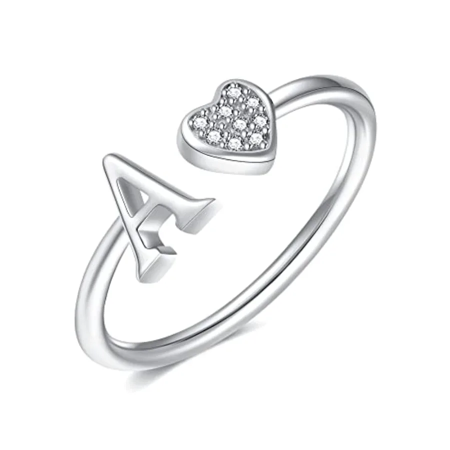

Initial Rings for Teen Girls - S925 Heart Sterling Rings for Teen Girls 14K//Sterling Ring for Girls Women Ring for Teenager Gi