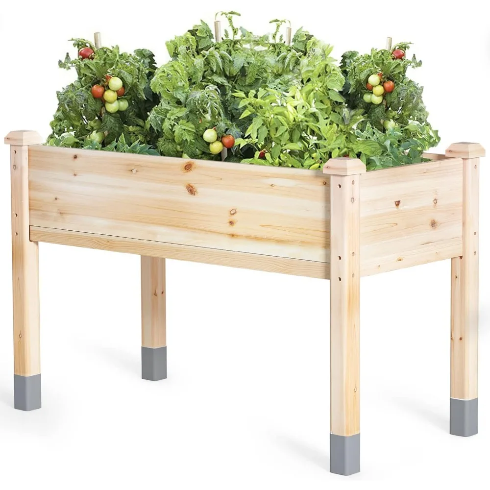 

MIXC Wooden Raised Garden Bed with Legs, 48”L X 24”W, Elevated Reinforced Large Planter Box for Vegetable Flower Herb Outdoors -