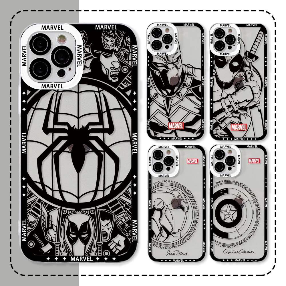 Spider-Man Iron Deadpool Phone Case for Vivo V40 V30e V25 V23 V21 Y50 Y33s Y21 Y20 Y28 Y22 Y17 Y15s 4G 5G Clear Soft Cover