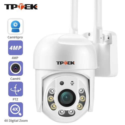 Cámara IP PTZ de 4MP para exteriores, sistema de vigilancia CCTV con WIFI, 1080P, protección de seguridad, Zoom Digital 4X, CamHipro CamHi