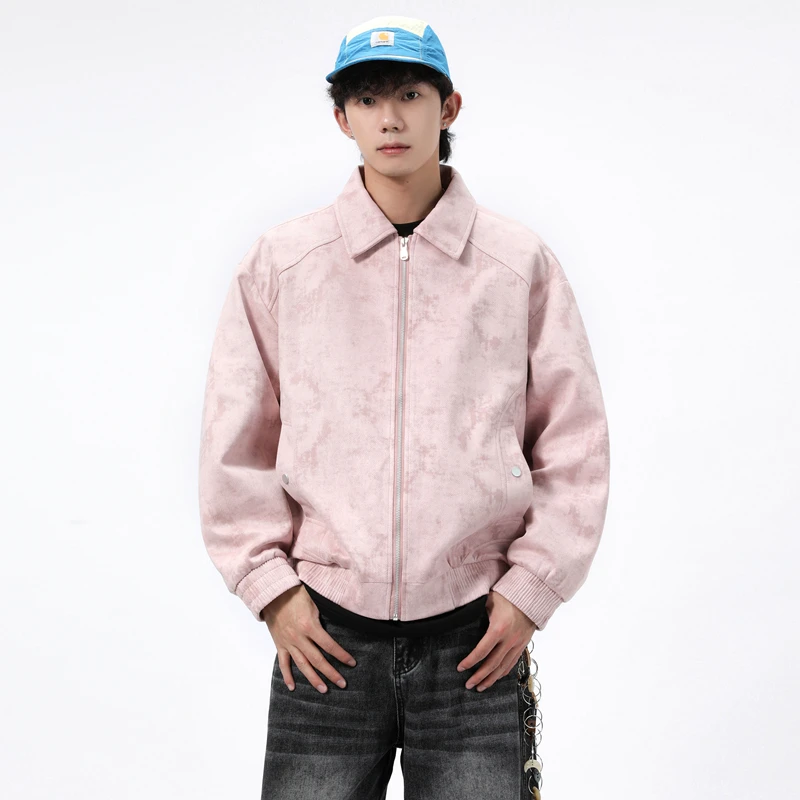 

American Dyed Color Blo Jaet Men's Spring Autumn New Faion Loose Casual Trendy Top Coat Men's Windproof Zipper Closure