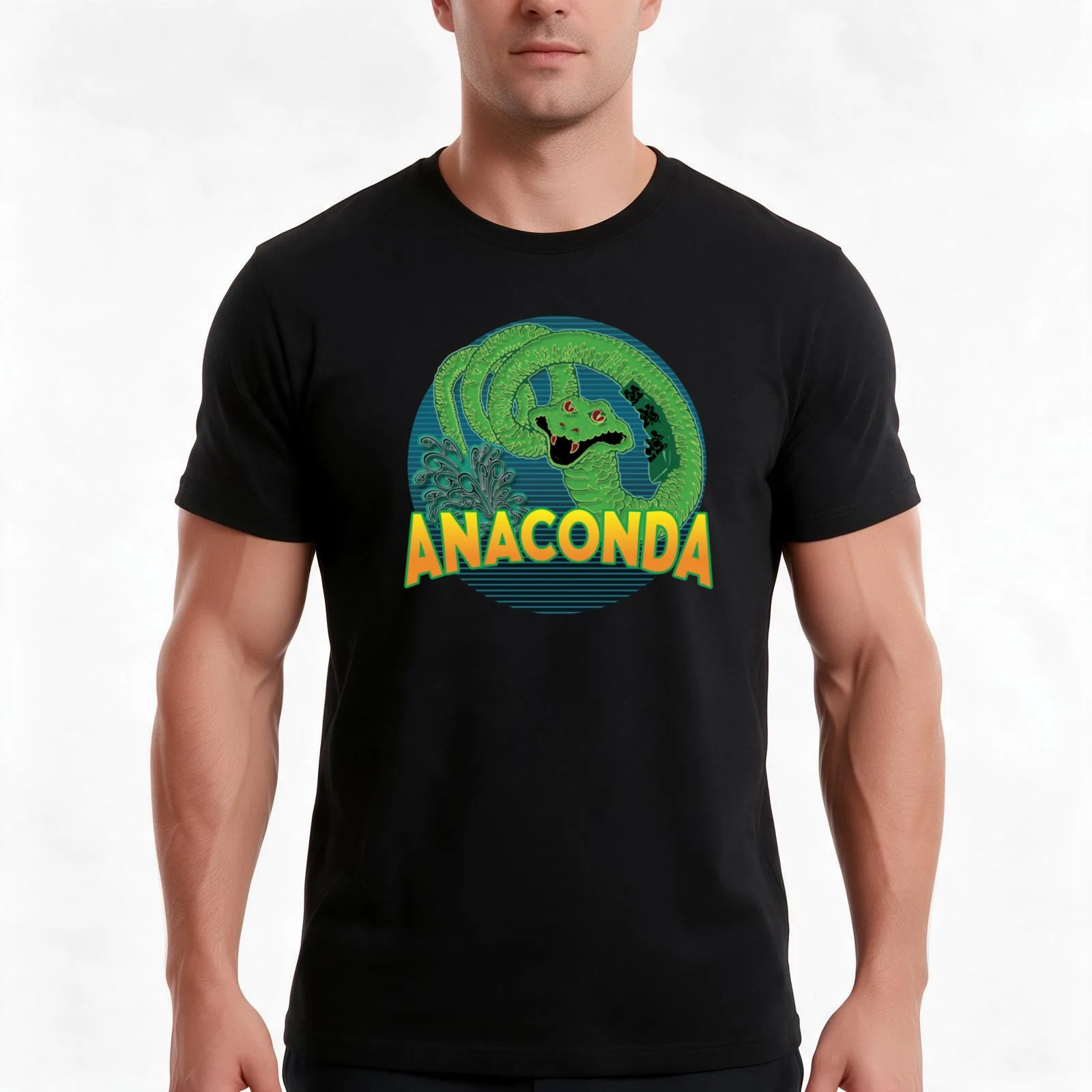 Anaconda 1 T-Shirt, Summer Casual Cotton Tee, Oversized Streetwear Tops, Vintage Graphic Print, Loose Fit Short Sleeve