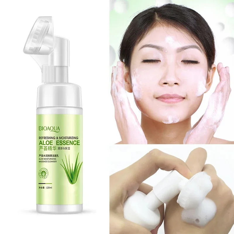 120ml  Aloe Vera Moisturizing Massage Cleansing Foam Moisturizing Gentle Care Deap Clean Facial Cleanser