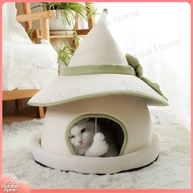 Warm Cat Nest for Indoor Cats Removable Washable DIY Climbing Frame Cat Castle House Big Hat Toy Scene Pet Bed Cozy Sleeping