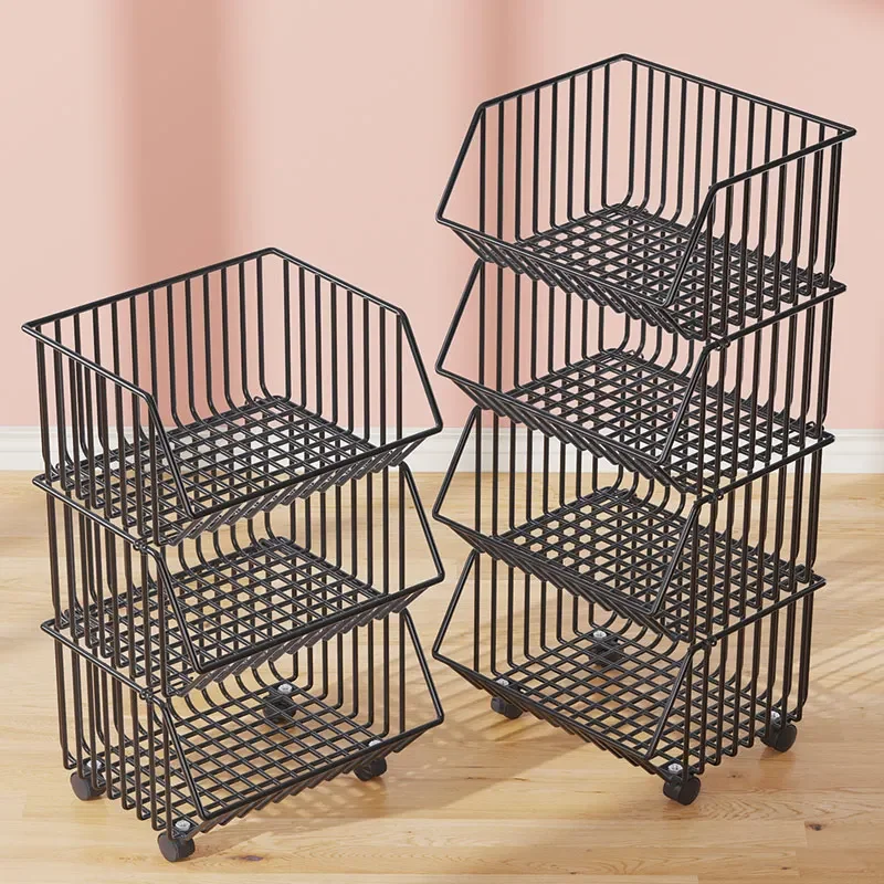 

Kitchen storage rack with multiple floors, movable household small cart