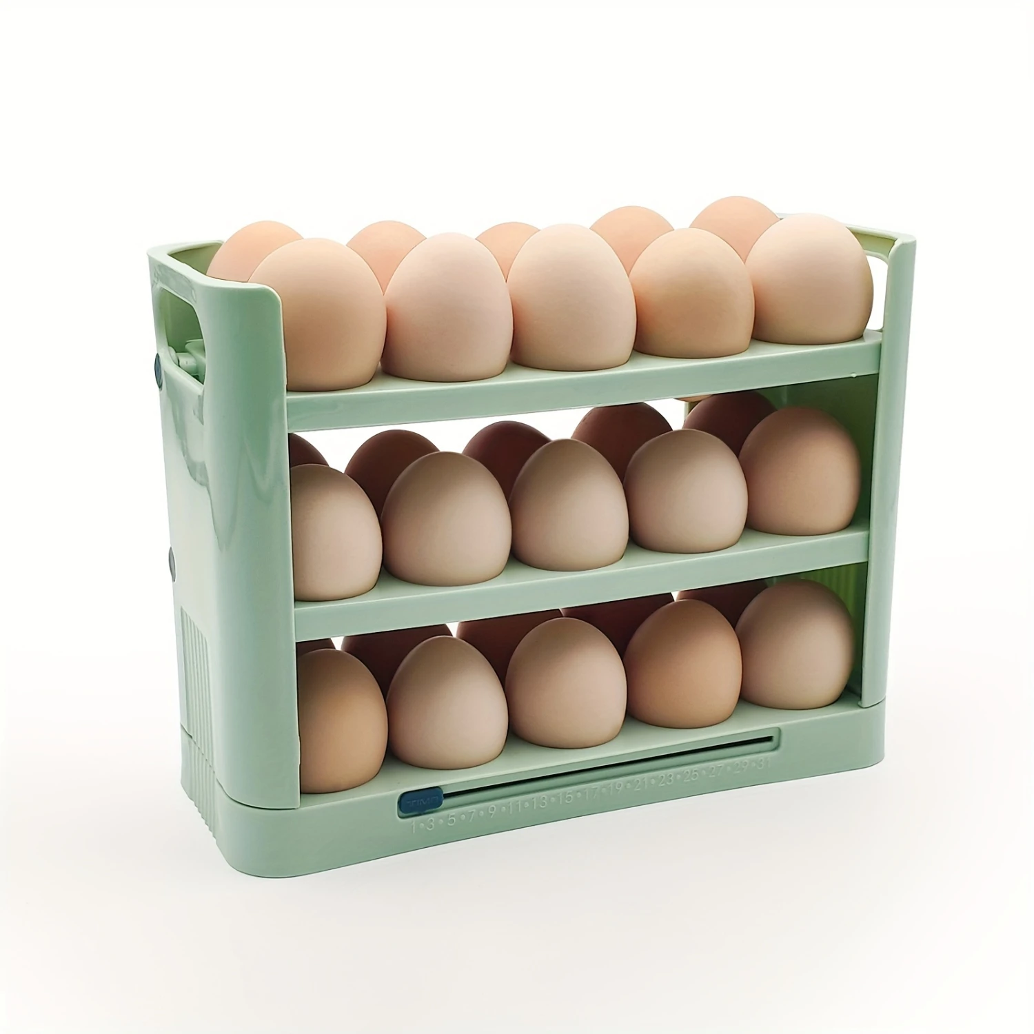 

30-Grid 3-Layer Egg Holder Tray for Refrigerator, PET Food Contact Safe, Large Capacity Egg Organizer Rack for Fridge Side Doo