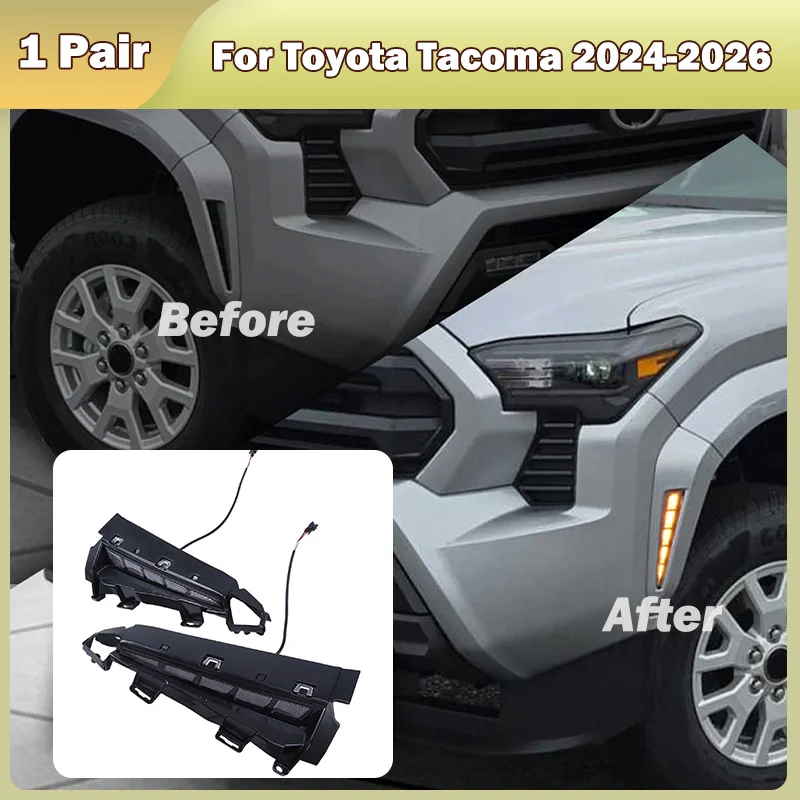 

1Pair Auto Dynamic Turn Signal Daytime Running Lights for Toyota Tacoma 2024 2025 2026