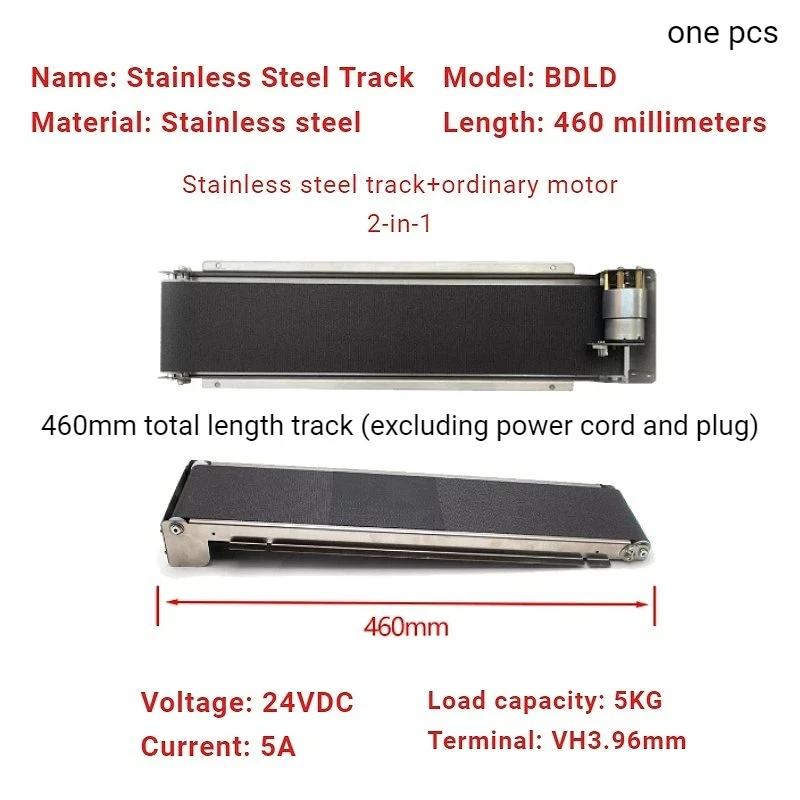 460mm Stainless Steel Conveyor Belt Track for Self-Service Vending Machine Conveyor Track DC 24V Small Automated Transport Track