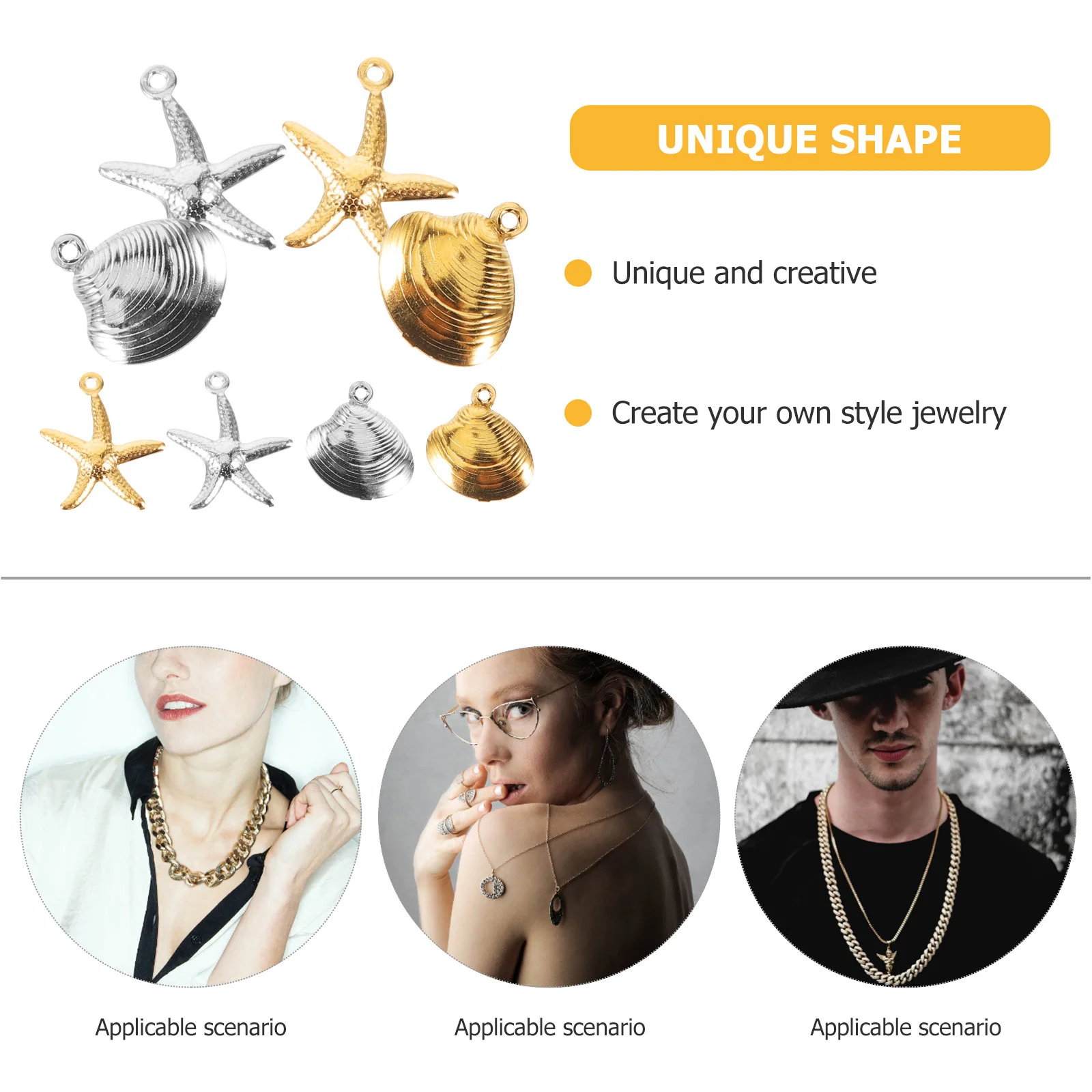 

1Set Sea Star Shell Charms Stainless Steel DIY Jewelry Crafts Earrings Pendants Bracelets Necklace Making Sea Star Pendants