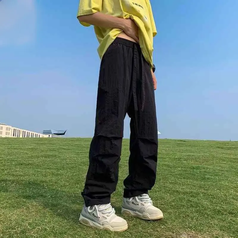 2024 Elegant Fashion Harajuku Slim Fit Ropa Hombre Loose All Match Sport Casual Pants Solid Pockets Straight Cylinder Leggings