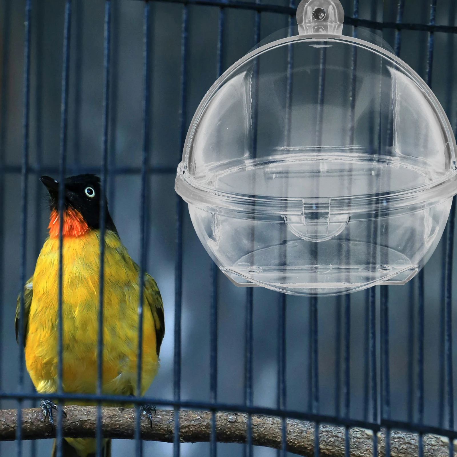 

Parrot Bird Bath Transparent Large Hanging Cage Accessory for Parakeets Cockatiels Small Birds Leak Free Bathtub Shower Box Pet
