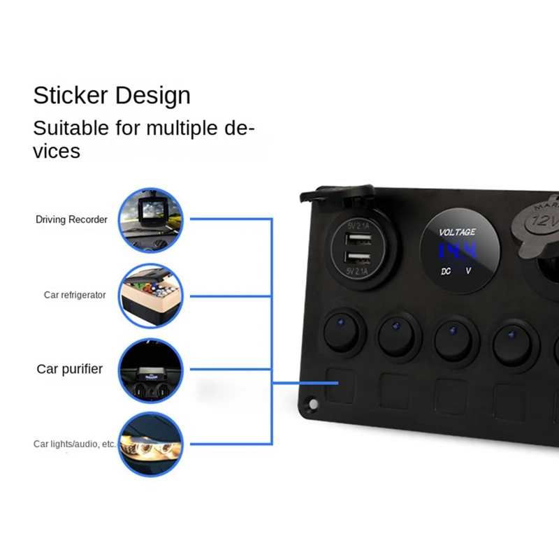 Waterproof Voltmeter Power Dual USB Socket Panel 12V 5+3Panels For Boat Yacht Caravan-Truck