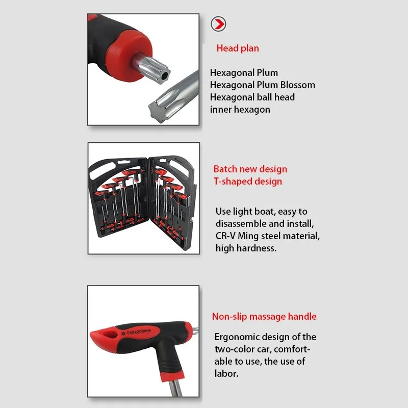 Imagem -03 - Chave Torx T10-t50 e Chave Hexagonal H2-h10 Conjunto de Chave de Ponta Esférica com Chave Estrela Conjunto de Chaves de Reparo Conjunto de Ferramentas Manuais Ferramentas de Cromo Vanádio 16 Peças