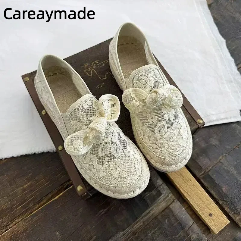 

Careaymade-Сетчатые дышащие туфли-бобы на мягкой подошве, повседневные туфли-бобы с круглым носком и мелким горлышком, свежие милые женские туфли феи