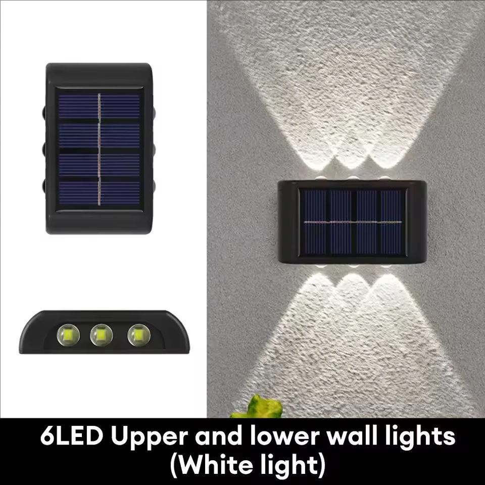 في الهواء الطلق الشمسية الجدار مصباح مقاوم للماء حتى أسفل الإضاءة حديقة درج سياج ضوء الزخرفية مضيئة الإضاءة لحديقة المنزل