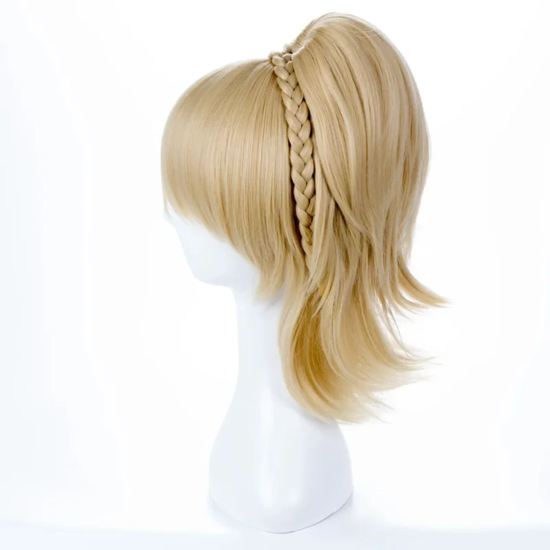 Masa31 FF15 لعبة Lunafreya Nox فلوريت جديلة ذيل حصان شقراء الشعر الاصطناعية مقاومة للحرارة هالوين زي شعر مستعار للحفلات 2025 جديد