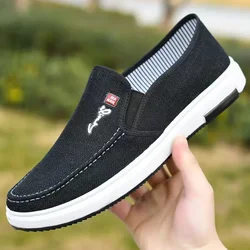 2024 Men's Canvas Soft Sole Shoes Round Toe Casual Breathable Comfortable Durable Men's Cloth Shoes Oxford Sports Shoes