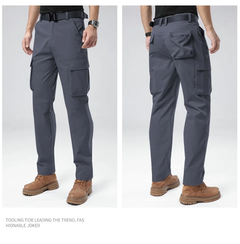 Military Cargo Pants for Men Vintage Straight Leg Workwear Pants Multi Side Pockets Daily Outdoor Casual Pants 8966