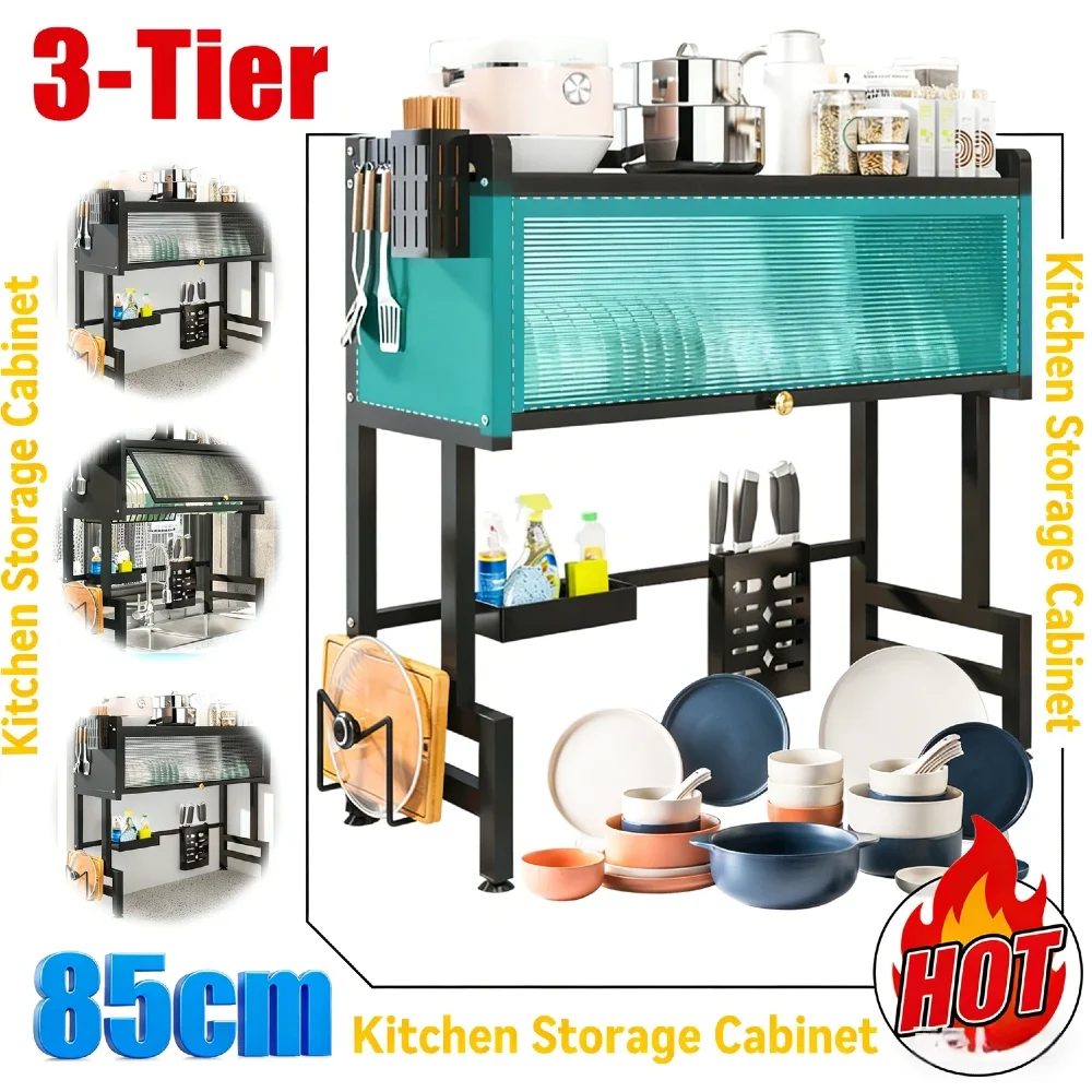 

Трехуровневая многофункциональная сушилка для посуды над раковиной с пылезащитным чехлом, из прочной углеродистой стали, для хранения и организации кухни