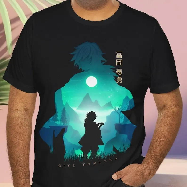 Aesthetic Breath of Water Pillar - Vintage Silhouette of Demon Hunter Heroes Anime Graphic Unisex Short Sleeve T-Shirt