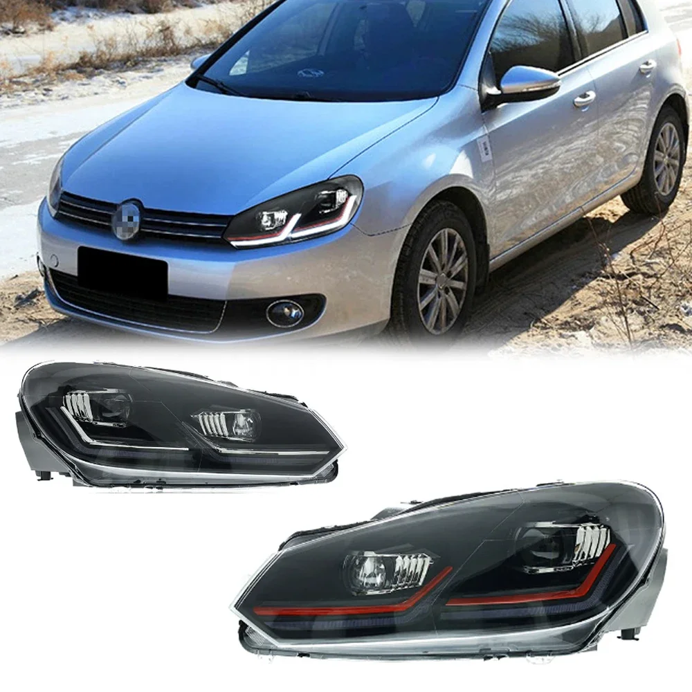 

Поп светодиодные фары для VW GOLF 6 MK6 10-12, новый стиль, полностью светодиодные DRL, автомобильные фары в сборе, аксессуары для сигнала, модифицированная лампа