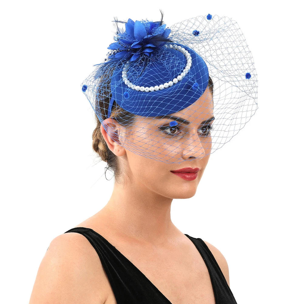 

Pearl Mesh Hat Bridal Wedding Headb s Women Hair Decor Tea Party Headpiece Vintage Banquet Headdress Fascinator Lightweight