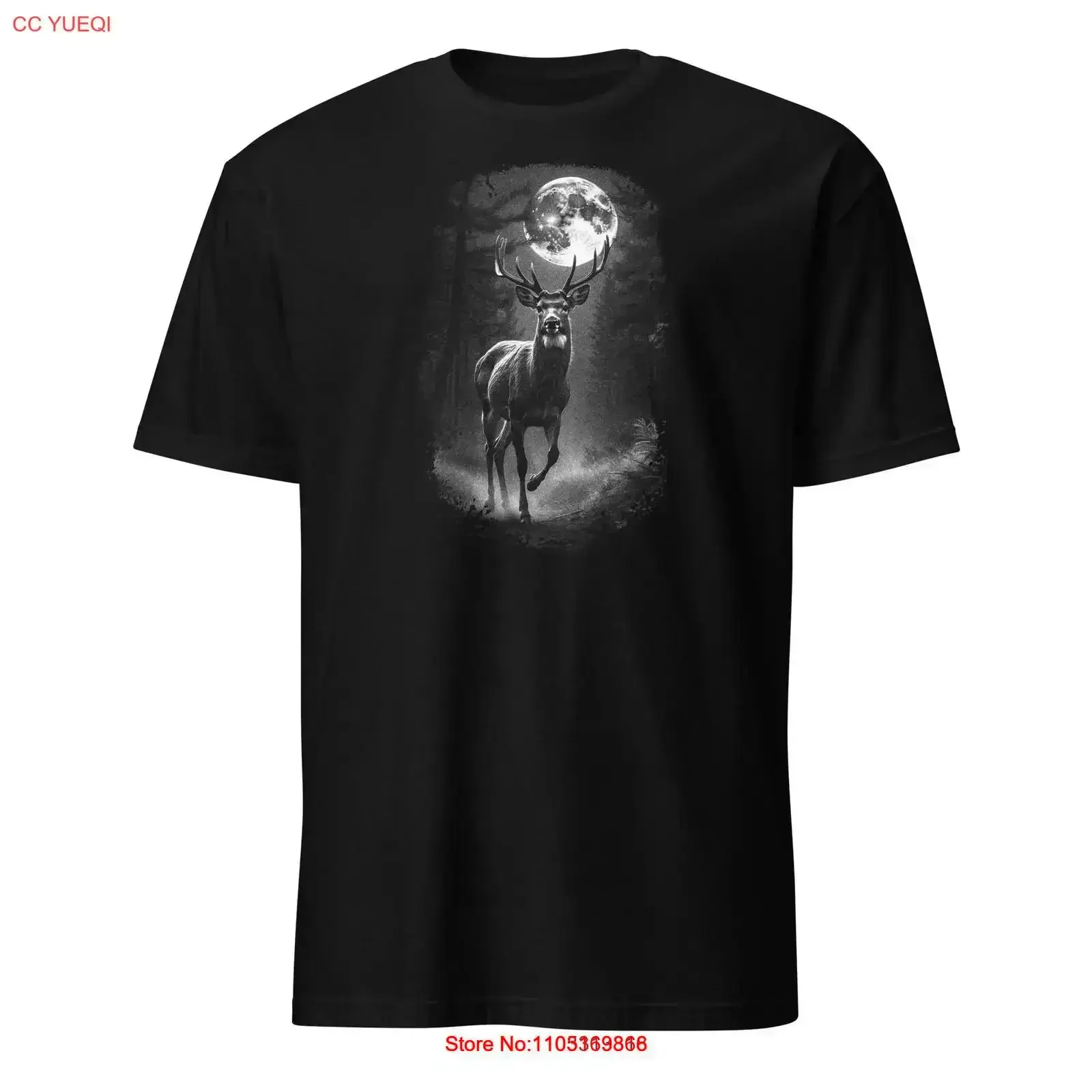 تي شيرت Deer In The Moonlight تي شيرت عتيق مغسول قليلاً ملابس غير رسمية متعددة الاستخدامات ملابس الشارع الشهير جرافيك عتيق