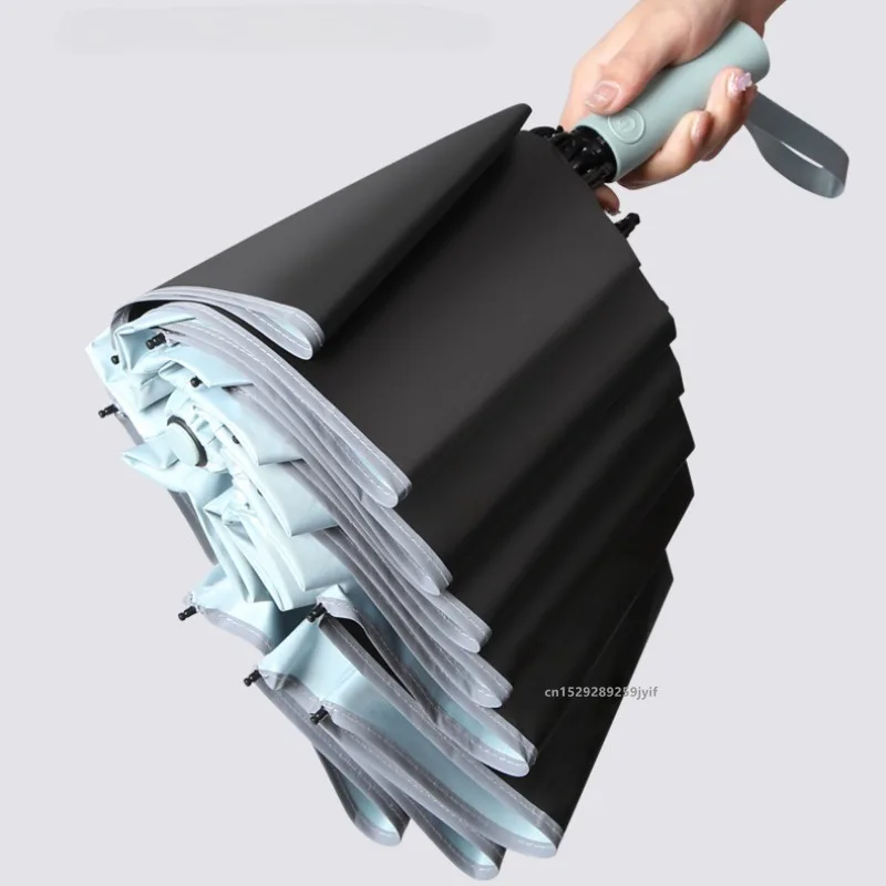 10K Double Bones Automatischer winddichter Regenschirm mit 20 Rippen, reflektierendem Streifen, winddicht, umkehrbar faltbar, UV-Schutz, fürs Auto – Detail 7