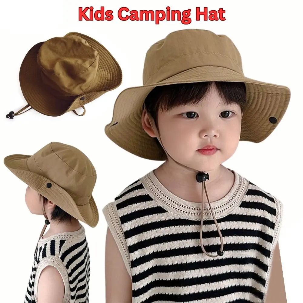 

Wide Brim Kids Bucket Hat Outdoor UV Protection Breathable Beach Cap Cotton Cute Sun Cap Infant Girls Boys