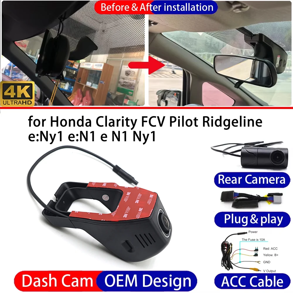 Dash Cam for Honda Clarity FCV Pilot Ridgeline e:Ny1 e:N1 e N1 Ny1 Front＆Rear 4K DVR Dashboard Camera Video Recorder 24H Parking