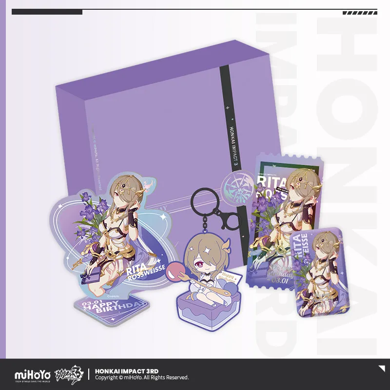 

MiHoYo игра Honkai Impact 3 Рита росвейссе Косплей 2023 День рождения Подарочная коробка подставка набор моделей акриловая подвеска значок лазерный билет