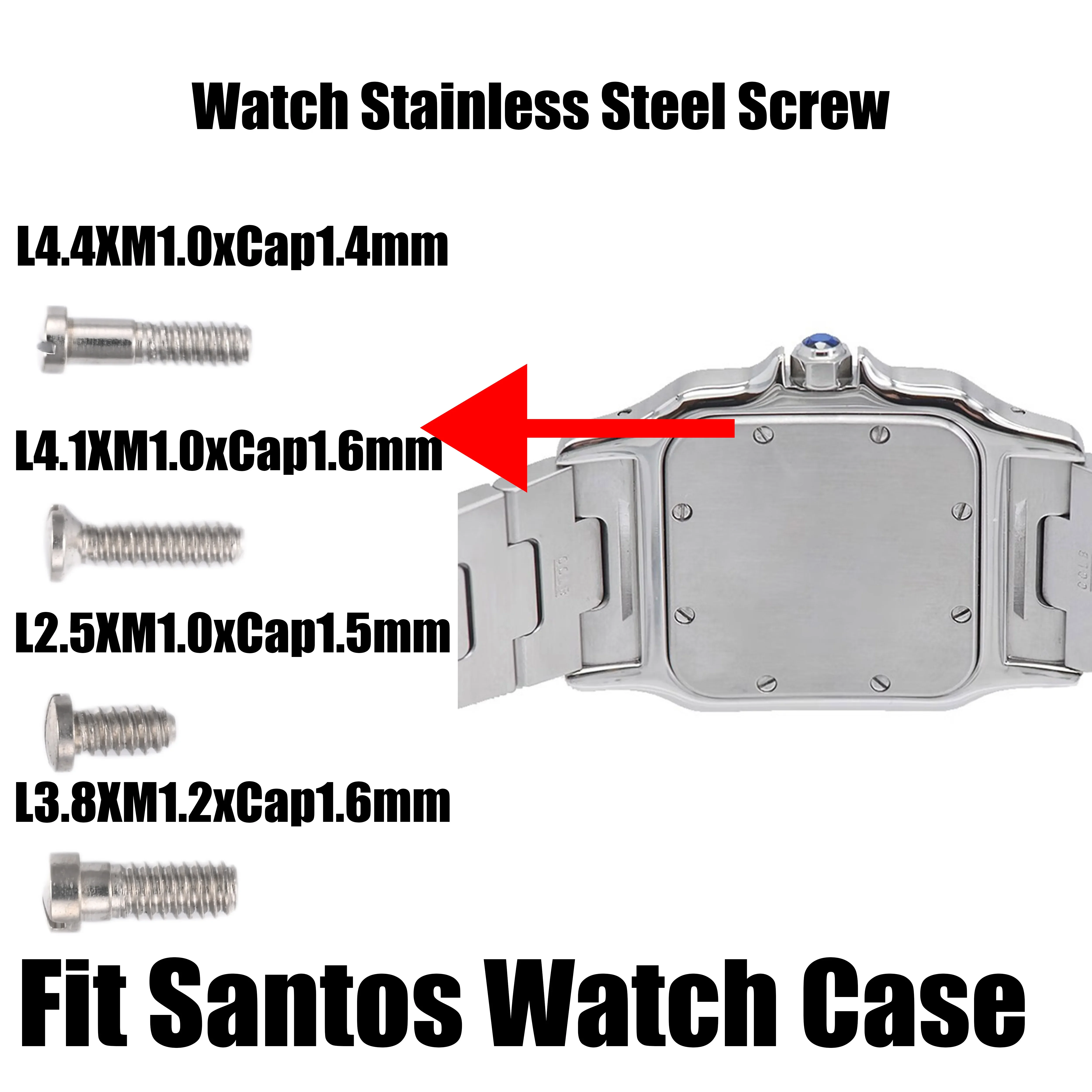 2PCS/5PCS Watch Stainless Steel Screw Fit SANTOS DE CTR Watch Case Back Accessories Repair Parts Aftermarket Replacements