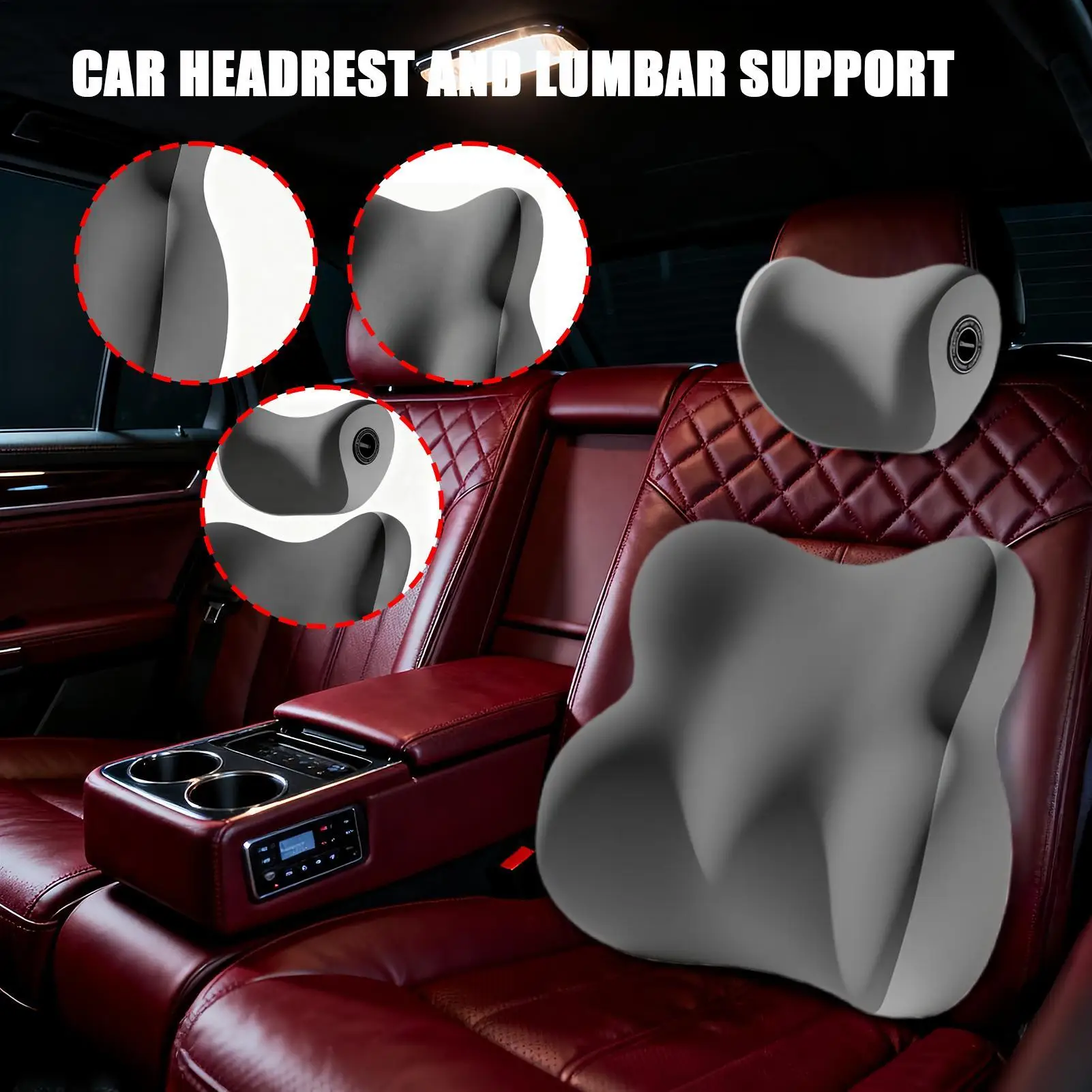 Lumbar Pillow For Car Ergonomic Breathable Memory Foam Accessories Car Seat Headrest For Vehicle Truck Travel Trip Commuting
