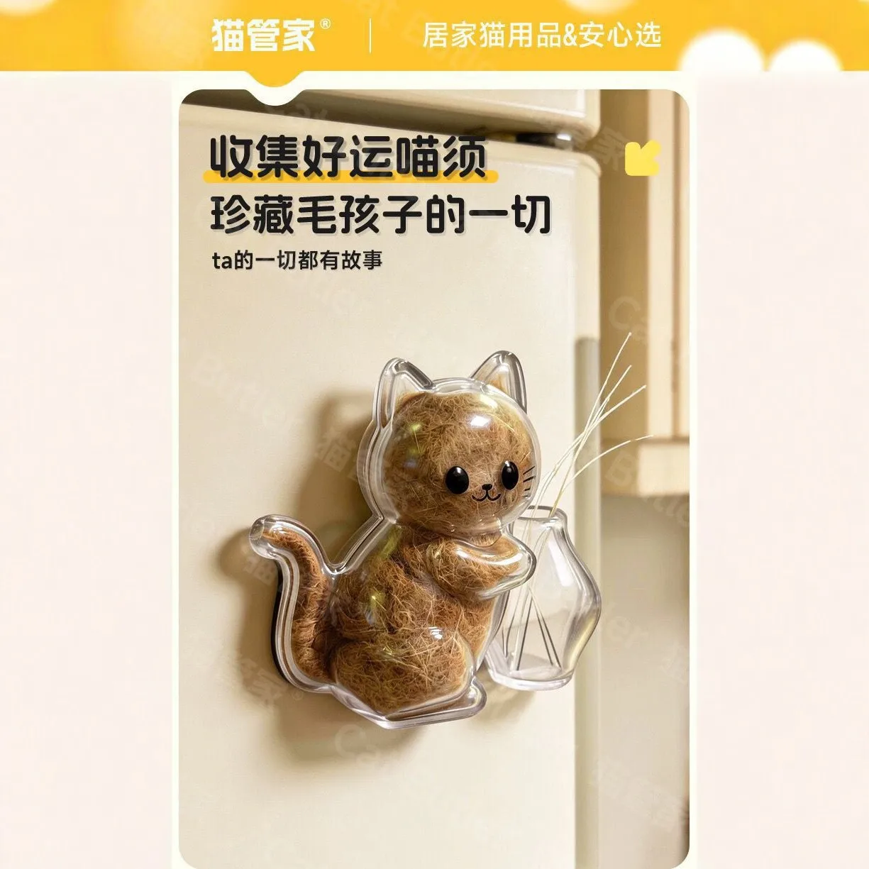 Transparent Cat Fur Storage Refrigerator Cat Whiskers Collection Ornaments Pet Creative Hanging Decorations